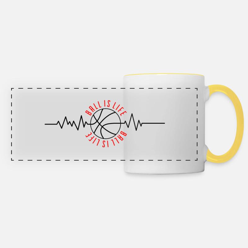 Ball is life - Panoramic Mug - white/yellow