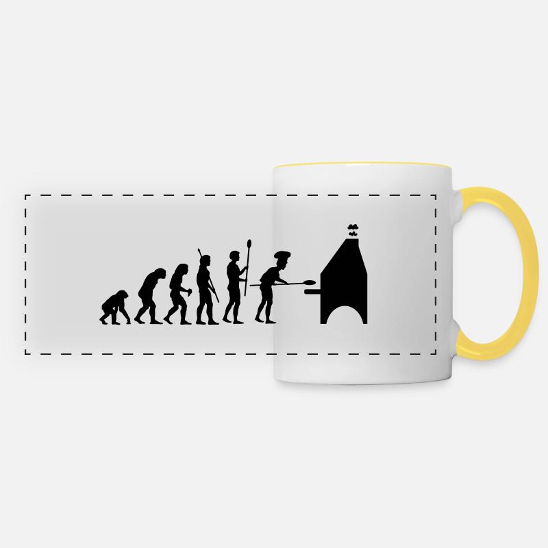evolution pizza - Panoramic Mug - white/yellow