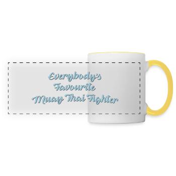 Everybodys favourite muay thai fighter f - Panoramic Mug - white/yellow - Front