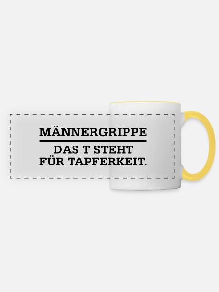 Männergrippe Tapferkeit - Panoramatasse - Weiß/Gelb