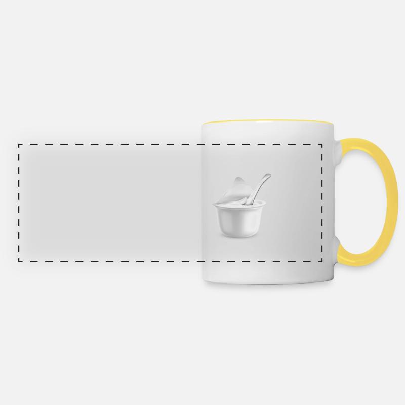Évolution du yaourt - Mug panoramique contrasté et blanc - blanc/jaune