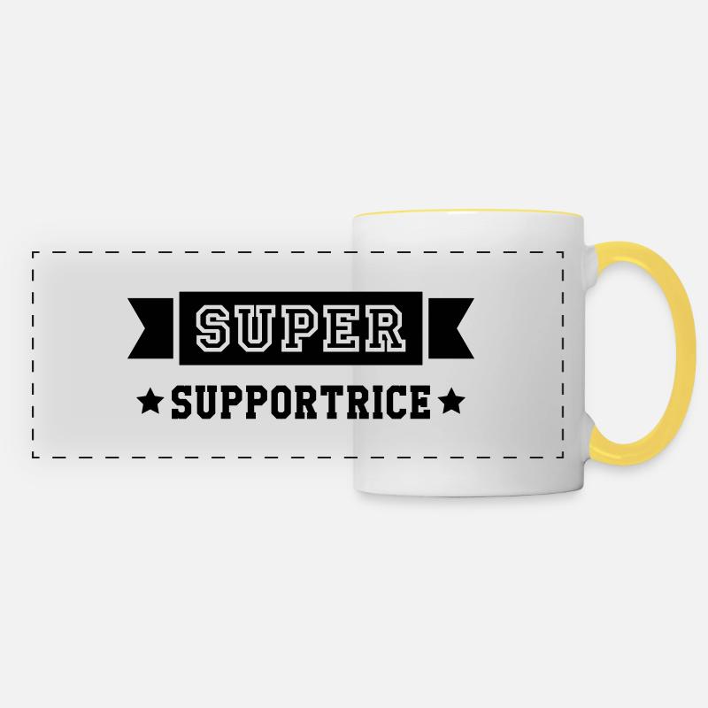 Supporter / Supportrice / Sport / Supporteur - Mug panoramique contrasté et blanc - blanc/jaune