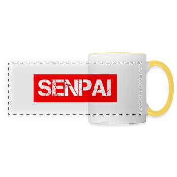 Senpai Schriftzug Anime Love - Panoramatasse - Weiß/Gelb - Vorne