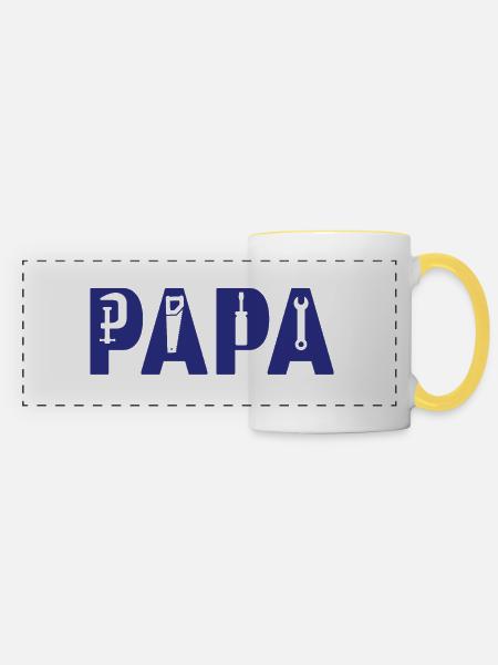 Vater Handwerker| Papa Geschenkidee - Panoramatasse - Weiß/Gelb