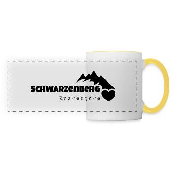 Schwarzenberg Erzgebirge ma maison - Mug panoramique contrasté et blanc - blanc/jaune - Devant