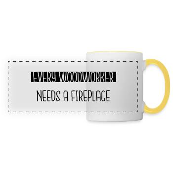 awesome carpentry tree feller funshirt - Panoramic Mug - white/yellow - Front