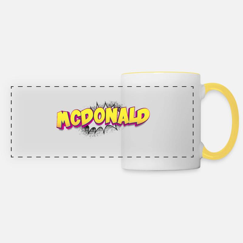 McDonald Custom Name Comic Book Style Pop Art, - Panoramatasse - Weiß/Gelb