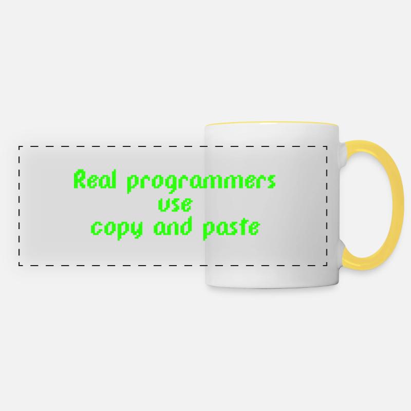 Real programmers use copy and paste - Panoramic Mug - white/yellow