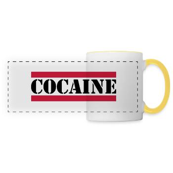 cocaine Schriftzug mit roten Linien - Panoramatasse - Weiß/Gelb - Vorne