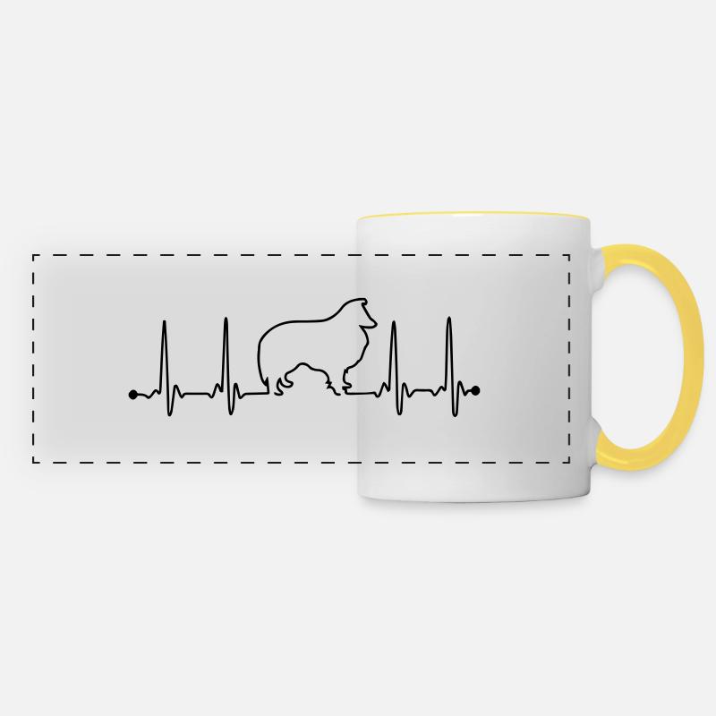 Sheltie Herzfrequenz - Panoramatasse - Weiß/Gelb