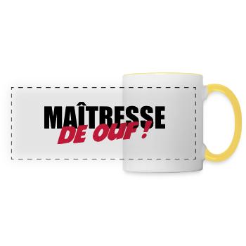 Maîtresse de OUF ! - Mug panoramique contrasté et blanc - blanc/jaune - Devant