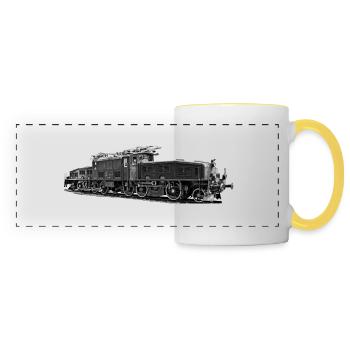 Locomotive crocodile Be 6/8 - Mug panoramique contrasté et blanc - blanc/jaune - Devant