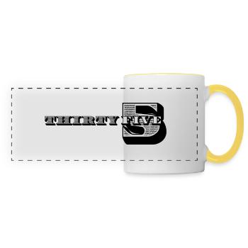 35e anniversaire Idées cadeaux pour lui Chemise homme - Mug panoramique contrasté et blanc - blanc/jaune - Devant