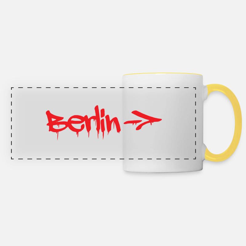 Berlin Graffiti Style - Panoramic Mug - white/yellow