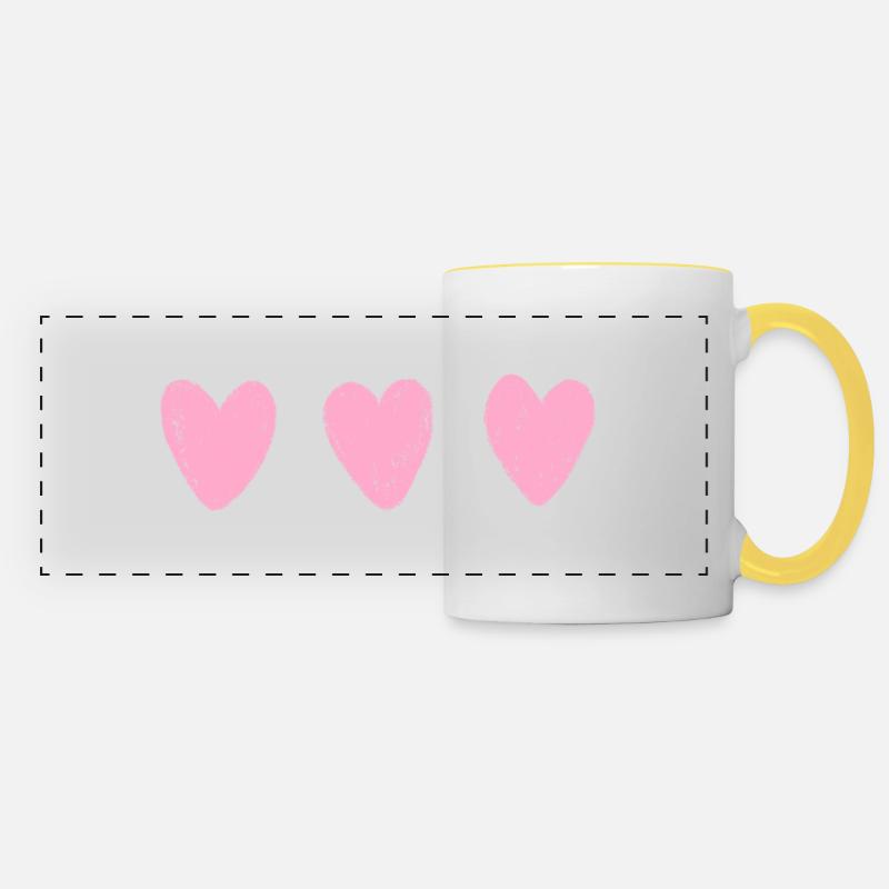 3 Hearts - Panoramic Mug - white/yellow