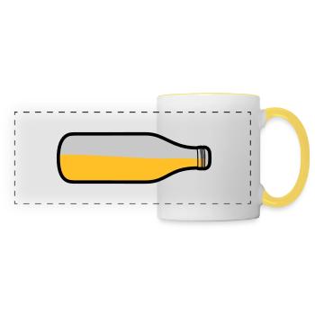 Lying beer bottle - Panoramic Mug - white/yellow - Front