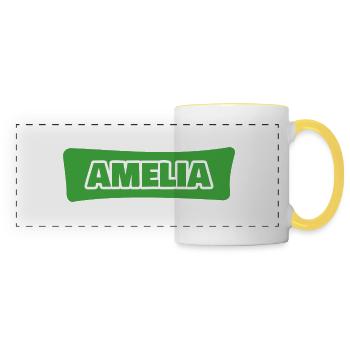 Geschenk für Amelia - Panoramatasse - Weiß/Gelb - Vorne