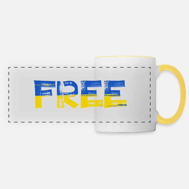 Freie Ukraine - Panoramatasse - Weiß/Gelb