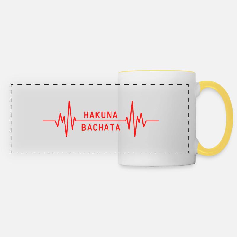 Hakuna Bachata - Mug panoramique contrasté et blanc - blanc/jaune