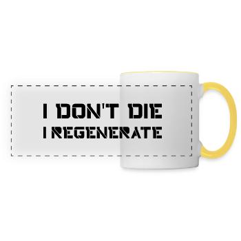 I don't die I regenerate (Doctor Who) - Panoramic Mug - white/yellow - Front