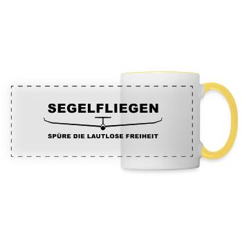Freiheit Segelflieger Segelflugzeug Weihnachten - Panoramatasse - Weiß/Gelb - Vorne