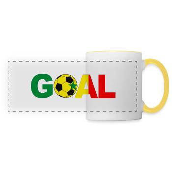 Football Sénégal But - Mug panoramique contrasté et blanc - blanc/jaune - Devant