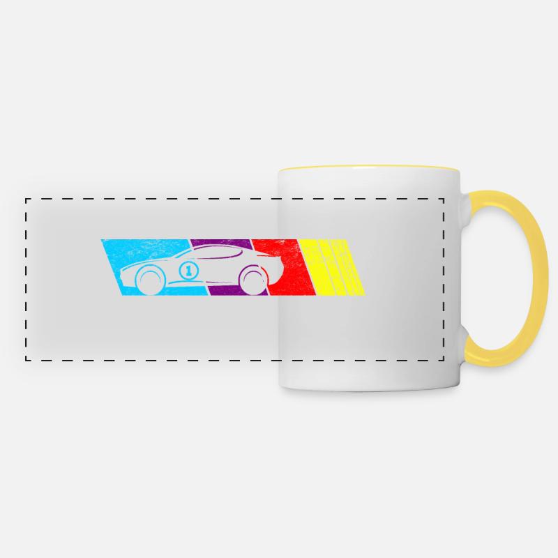 Race car - Panoramic Mug - white/yellow