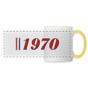 Année 1970 - Mug panoramique contrasté et blanc - blanc/jaune - Devant