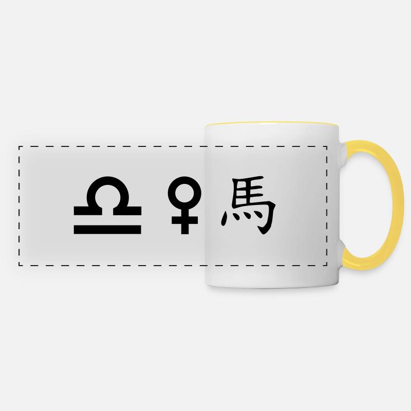 Libra Venus Horse - Panoramic Mug - white/yellow