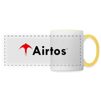 Rotes airtos LOGO + schwarzer Text - Panoramatasse - Weiß/Gelb - Vorne