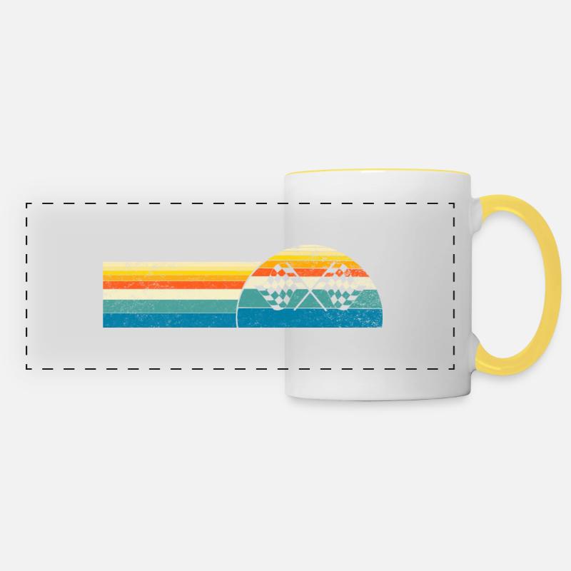 Drapeau de course Drapeau symbole icône Voitures Illustration - Mug panoramique contrasté et blanc - blanc/jaune