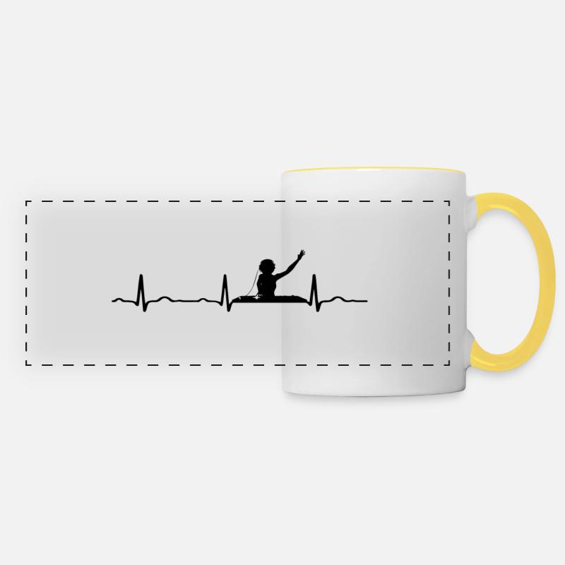 ECG HEARTBEAT DJ black - Panoramic Mug - white/yellow