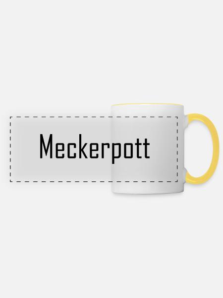 Meckern - Panoramatasse - Weiß/Gelb