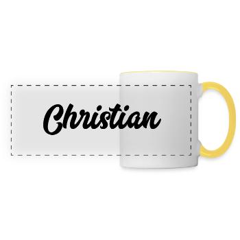 Christian Custom Text Birthday Name - Panoramic Mug - white/yellow - Front