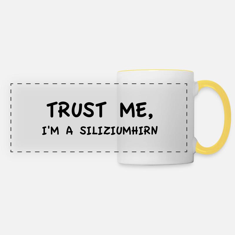 Trust Me I'm a Silicon Brain Monochrome - Panoramic Mug - white/yellow