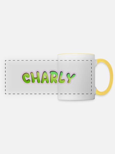 Charly als Job - Panoramatasse - Weiß/Gelb