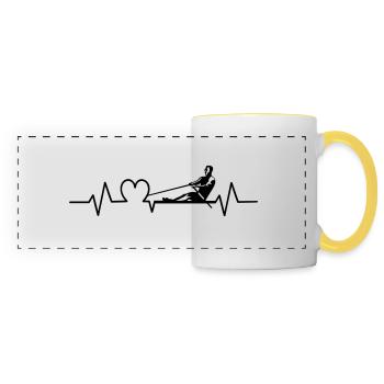 Battement de cœur de Rower - Mug panoramique contrasté et blanc - blanc/jaune - Devant