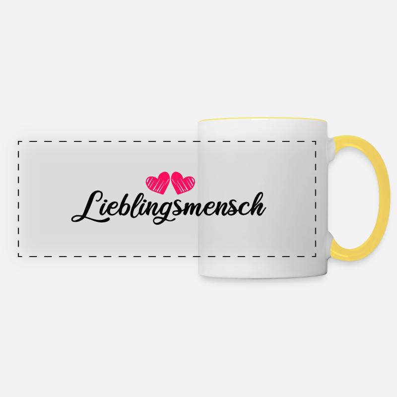 Lieblingsmensch - Panoramatasse - Weiß/Gelb