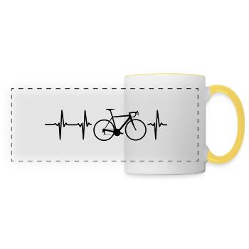 MEIN HERZ SCHLÄGT FÜR MEIN FAHRRAD! - Panoramatasse - Weiß/Gelb - Vorne