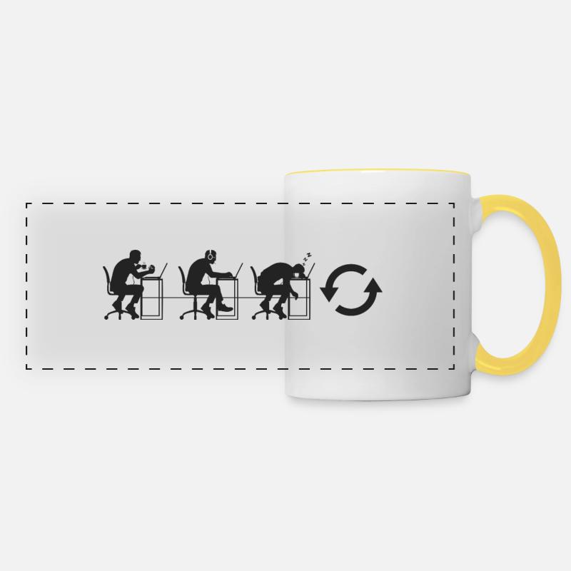 Eat work sleep repeat - Panoramic Mug - white/yellow