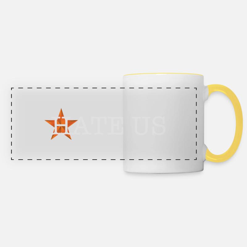 hate us - Panoramic Mug - white/yellow