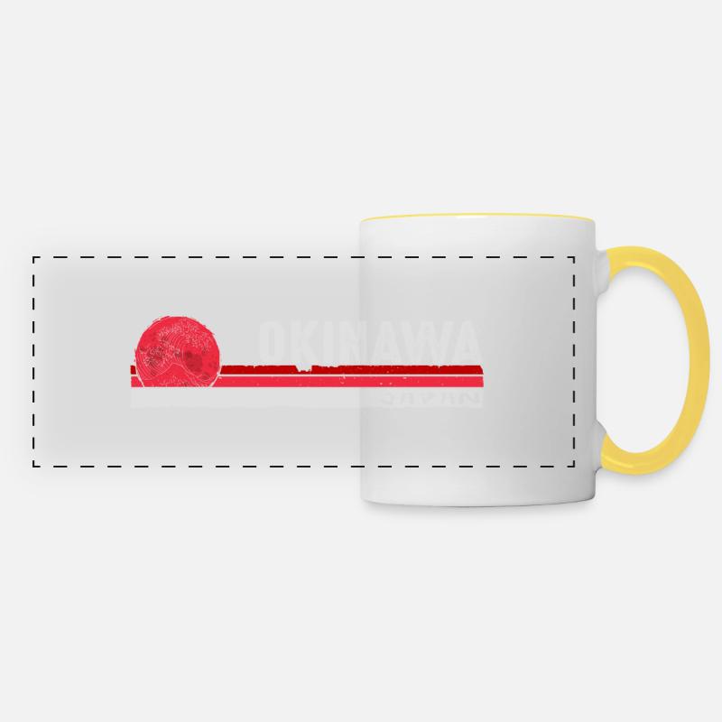 Okinawa Japan Retro Heritage Souvenir for Men - Panoramic Mug - white/yellow