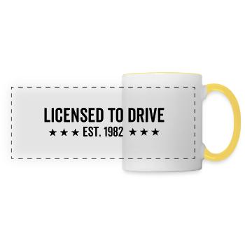 Permis de conduire en 1982 - Mug panoramique contrasté et blanc - blanc/jaune - Devant