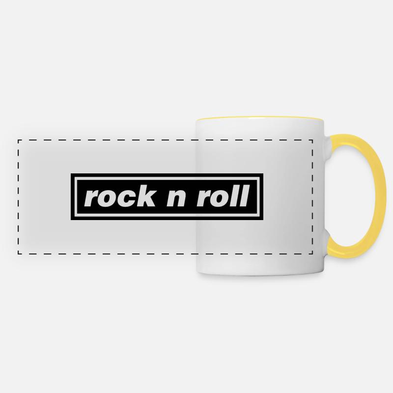ROCK AND ROLL - Panoramic Mug - white/yellow