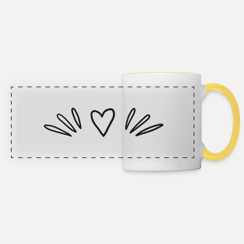 Drawn Heart - Panoramic Mug - white/yellow