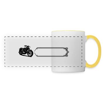 Motorcycle - Last name, first name - Panoramic Mug - white/yellow - Front