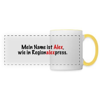 Mein Name ist Alex - Panoramatasse - Weiß/Gelb - Vorne