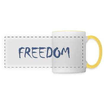 design original FREEDOM - Mug panoramique contrasté et blanc - blanc/jaune - Devant