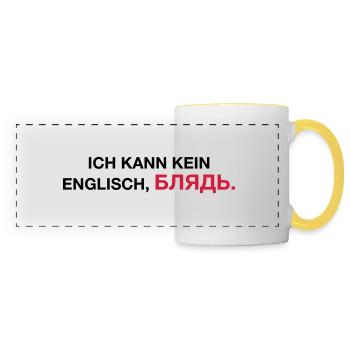 Ich kann kein englisch bljat Spruch - Geschenkidee - Panoramatasse - Weiß/Gelb - Vorne