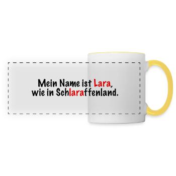 Mein Name ist Lara - Panoramatasse - Weiß/Gelb - Vorne